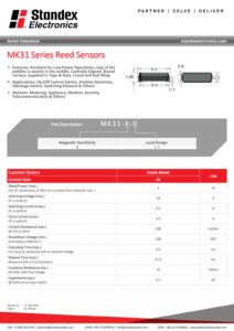 MK31表面贴装传感器系列技术数据表